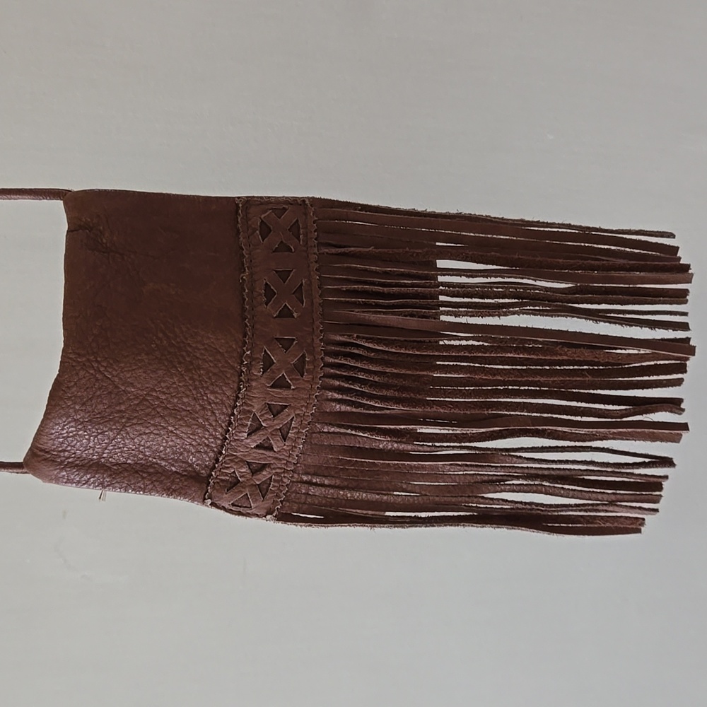 Vintage Pebbled Leather fringed Crossbody Bag EUC - Picture 6 of 9